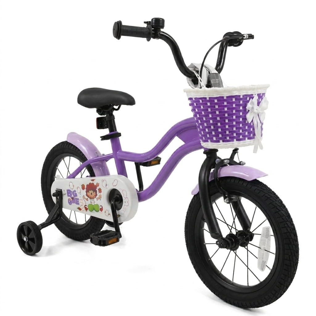 Redsmile Kids Bike 12 Inch with Training Wheels for Boys Girls Aged 3-4 Years Old, Toddler Bicycle with Adjustable Seat and Rider Height 31.5"-41.3", 110 lb Capacity, Purple