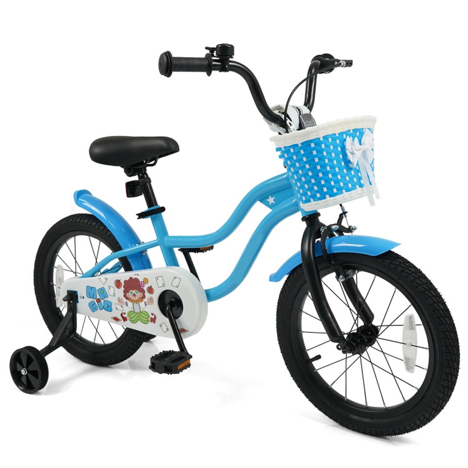 Redsmile Kids Bike 14 Inch with Training Wheels and Front Basket for Boys Girls Ages 3-5, 12 14 16 Inch Adjustable Seat Youth Bicycle for Toddlers, 110 lb Capacity, Multicolor