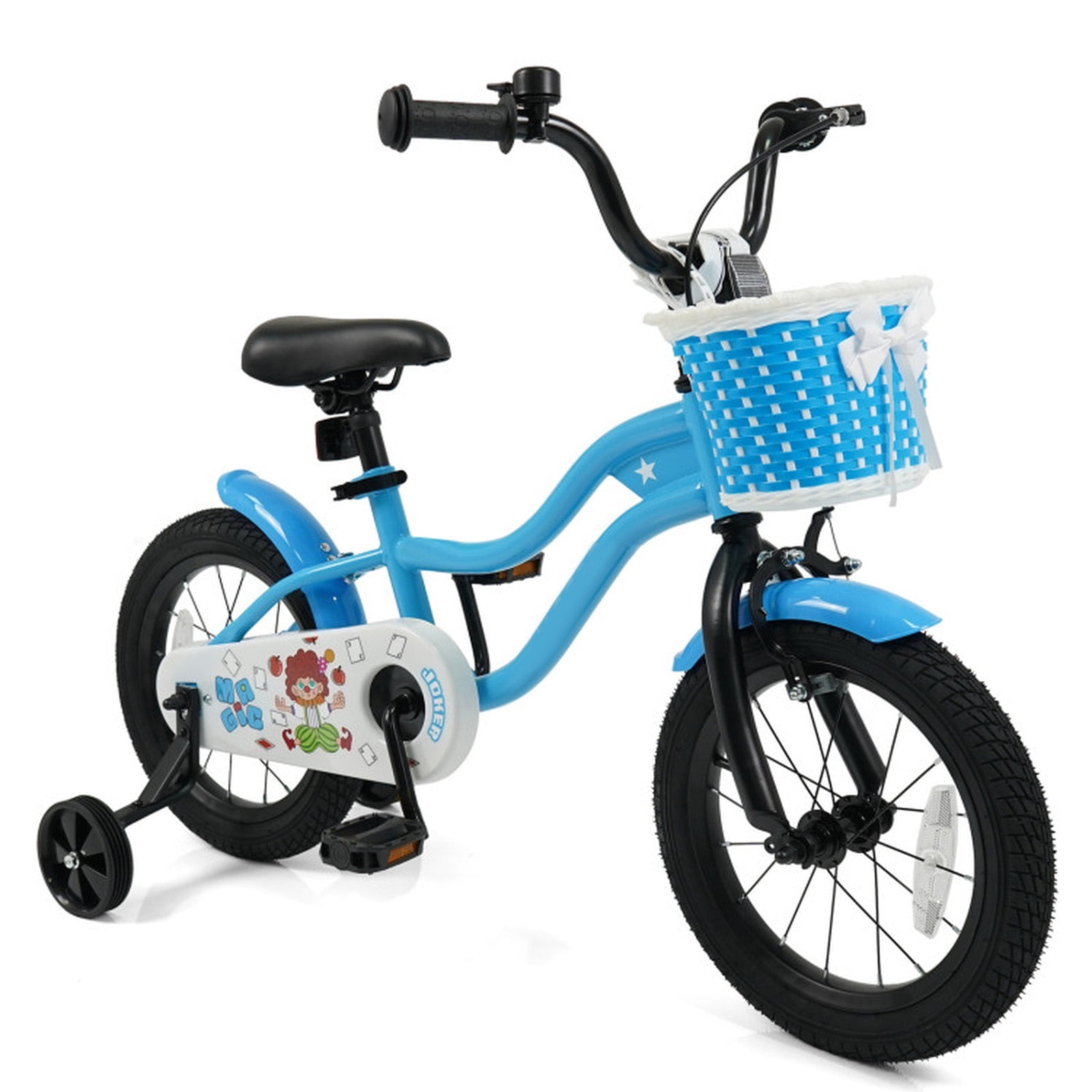 Redsmile Kids Bike 14 Inch with Training Wheels and Front Basket for Boys Girls Ages 3-5, 12 14 16 Inch Adjustable Seat Youth Bicycle for Toddlers, 110 lb Capacity, Multicolor