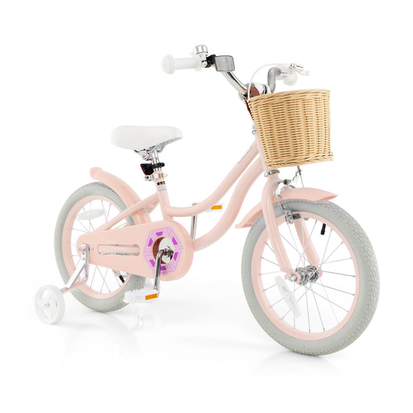 Redsmile Kids Bike 16 Inch with Training Wheels for Boys Girls Ages 4-7, Youth Bicycle with Adjustable Handlebar and Seat, Height 41-51 In, Holds 110 lbs, Carbon Steel Frame, Pink