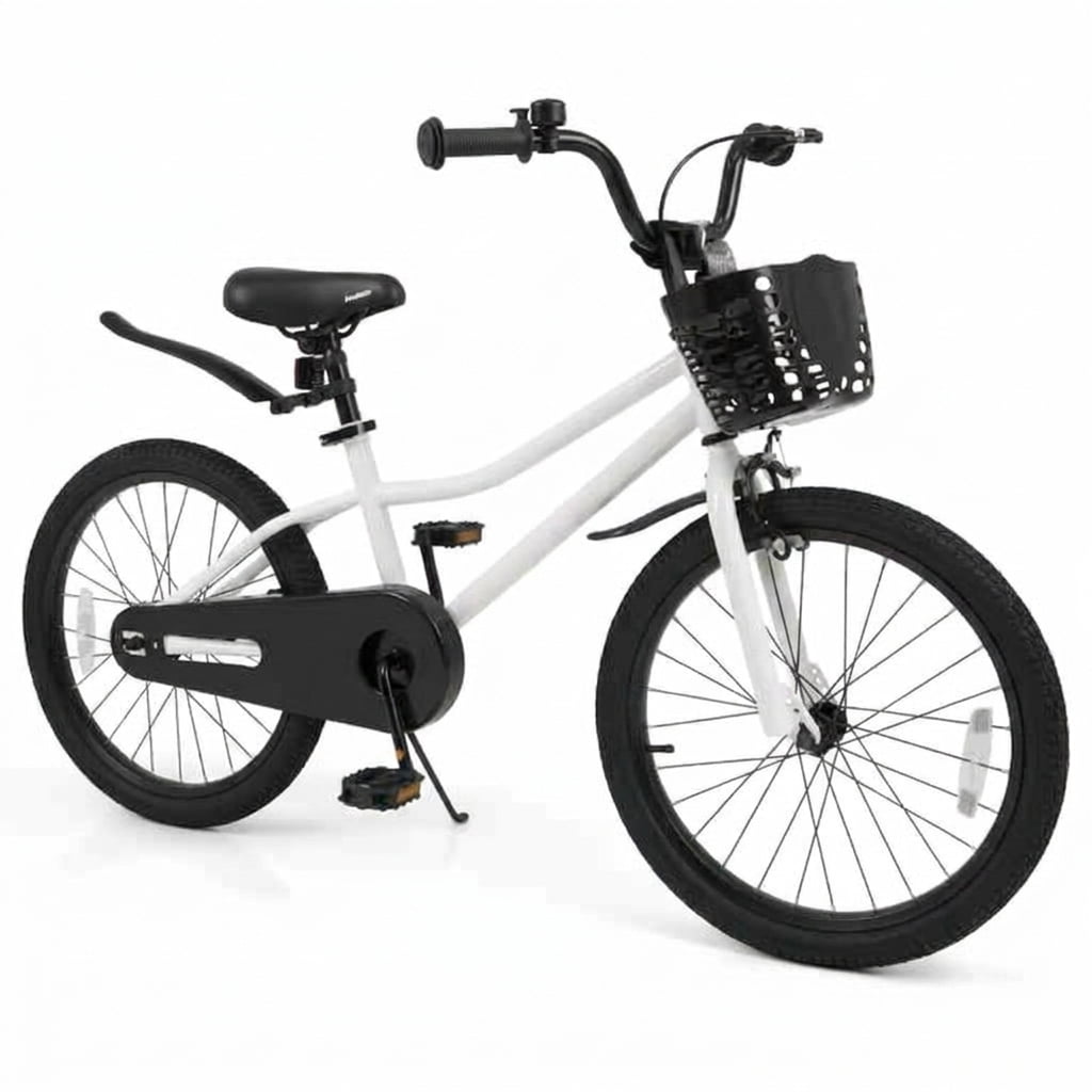 Redsmile Kids Bike 20 Inch for Boys Girls Aged 8+ Years, Youth Bicycle with Adjustable Seat, Kickstand and Front Storage Basket, Holds 143 lbs, White