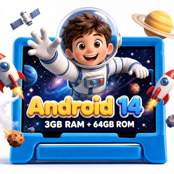 Redsmile Kids Tablet,10 inch Android 14 Tablet for Kids with Case,3GB+64GB,Dual Camera Tablet for Kid, 8000mAh, WiFi,Parental Control,Child Education Tablet,Gift for Boys and Girls,Blue