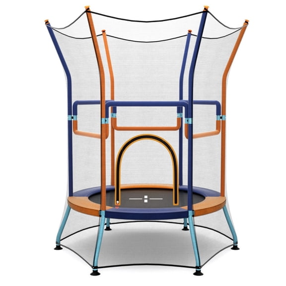 Redsmile Mini Trampoline for Kids with Safety Enclosure Net and Foam Handles, Orange