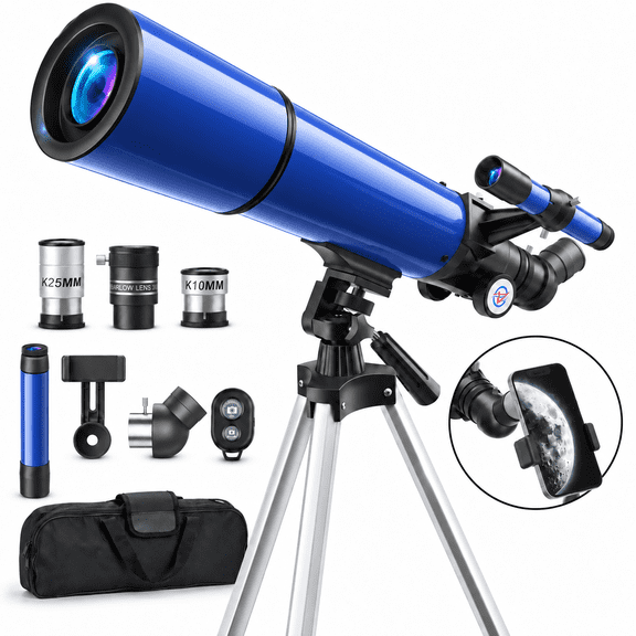 Redsmile Telescope for Adults and Kids, 80mm Aperture 500mm Refractor Telescope for Beginners, High Powered 20x to 50x Astronomy Optics, AZ Mount Tripod, Portable for Moon, Stargazing, Birding, Blue