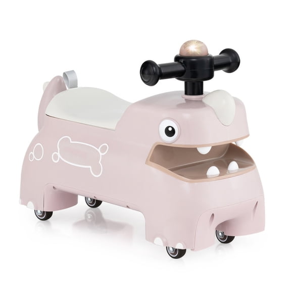 Redsmile Toddler Ride On Toy for 18 Months and Up, Walking Sliding Car with Lights and Music, Push Scoot Ride On Car with 55 lbs Capacity and Low 9 Inch Seat, Pink