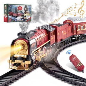 Redsmile Train Set,Remote Control Trains for Set for Kids with Smokes, Lights and Sound,Toy Train Set for Under Christmas Tree, Holiday Birthday Gift for Boys and Girls