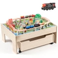 thumbnail image 1 of Redsmile Train Table with Electric Train,100 Pcs Multicolor Wooden Kids Activity Table with Rolling Storage Drawer for Gaming, Drawing, Reading,Creative Toy Set for Boys and Girls, 1 of 11