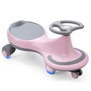 Redsmile Wiggle Car Ride On Toy for Toddlers and Kids Ages 2 and Up, Kids Wiggle Car with Flashing PU Wheels and No Batteries Needed, Twist Car Holds 110 lbs, Pink