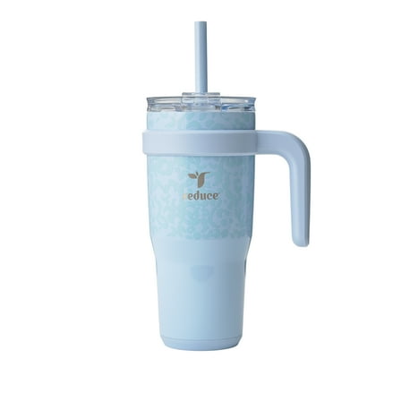Reduce 24oz Cold1 Travel Mug with Straw, Lid & Handle. Insulated Stainless Steel, Ice Blue Cheetah
