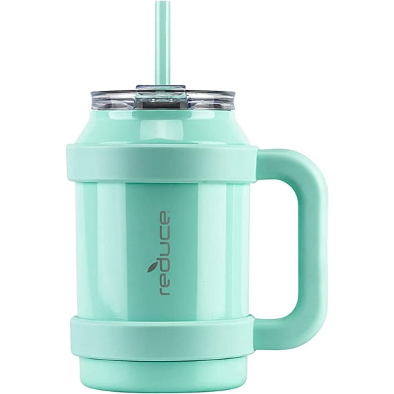 Reduce 32 oz Mug Tumbler, Stainless Steel with Handle - Sweat Proof, Dishwasher Safe, BPA Free - Opaque Gloss Mild Mint