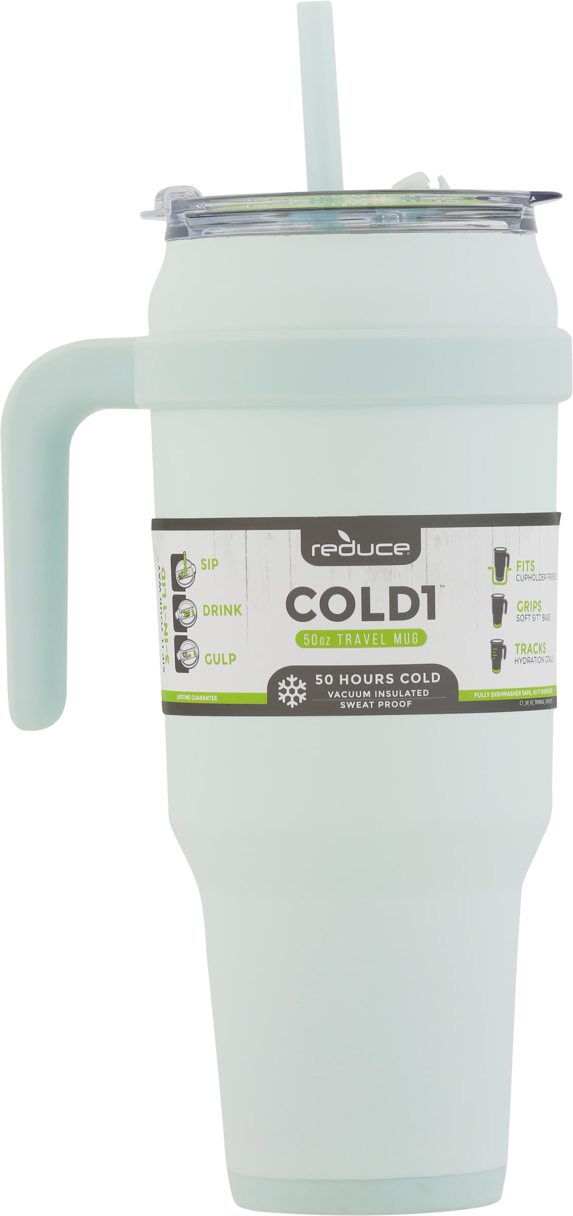 Reduce 50oz Cold1 Vacuum Insulated Stainless Steel Straw Tumbler Travel  Mug- Phantom 
