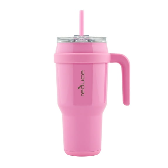 Reduce Cold1 Tumbler - Straw, Lid & Handle - Insulated Stainless Steel 40oz - Peony Pink