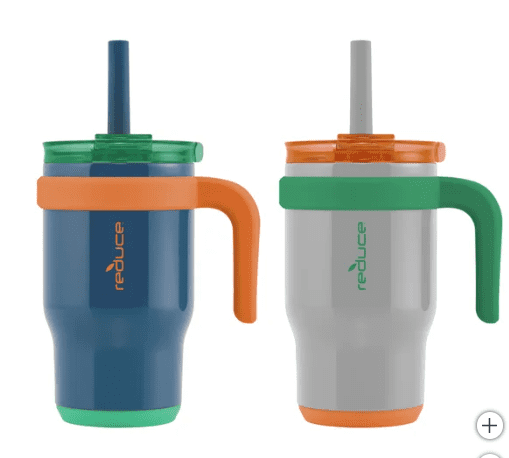 Reduce Coldee 14 oz Tumblers with Handles, Gray (2-Pack)