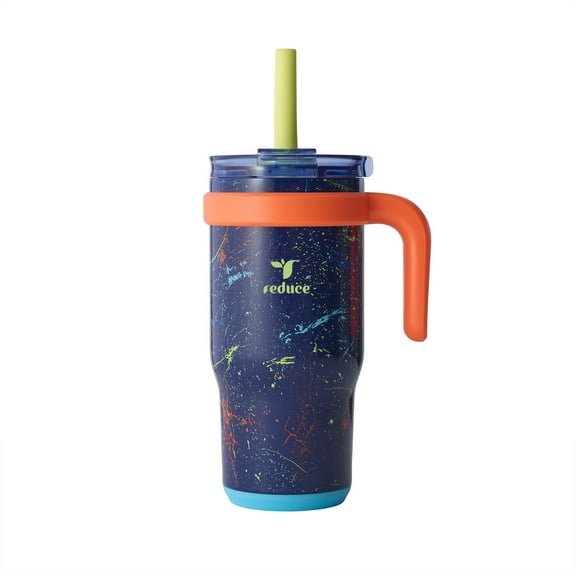 Reduce Coldee Kids Tumbler Spill-Proof Straw & Handle. Insulated Stainless Steel 18 oz, Paint Ball