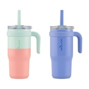 Reduce Coldee Kids Tumbler with Handle & Spill-Proof Straw 2 pack, Insulated Stainless Steel - 18oz