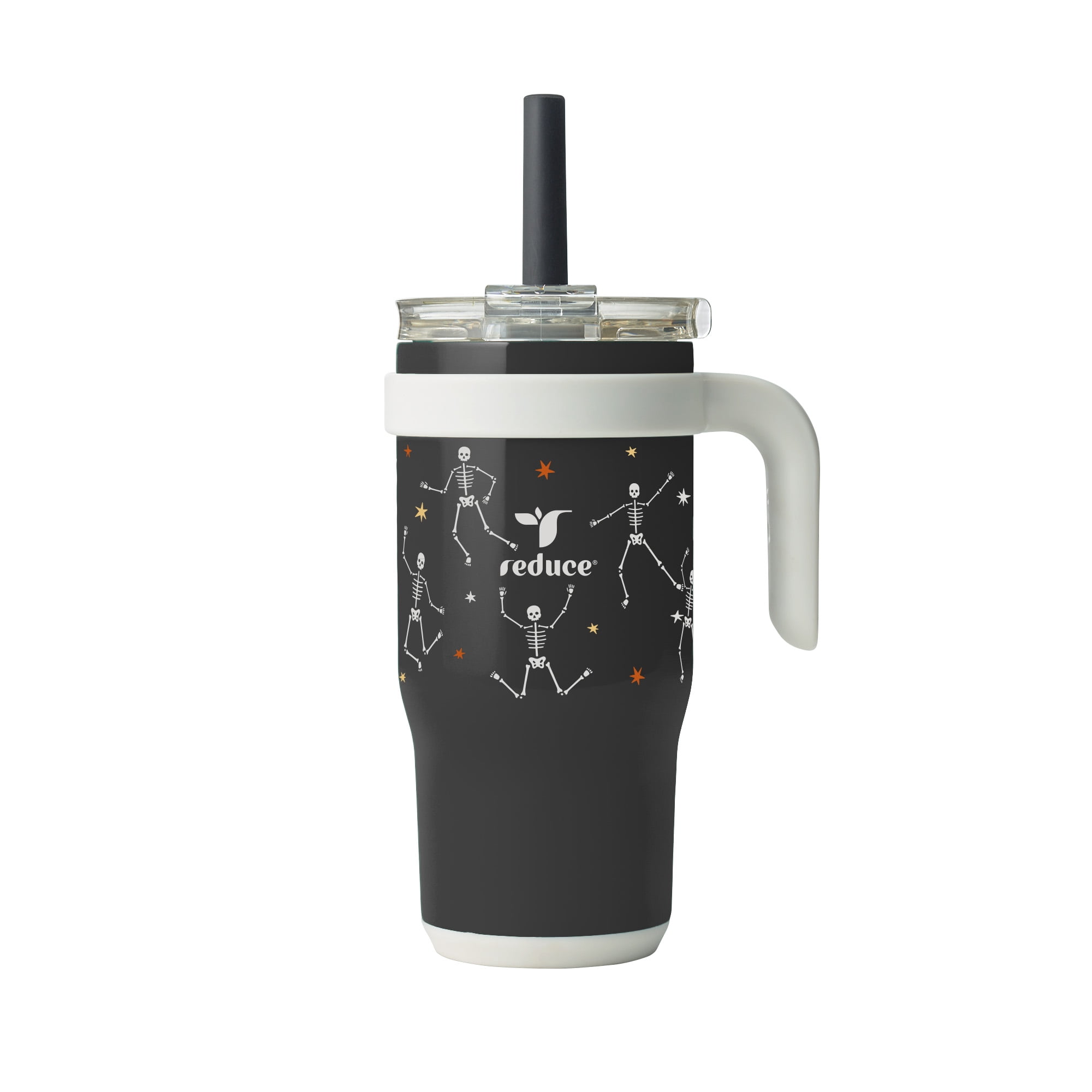 Reduce Coldee Kids 18 oz Halloween Tumbler with Spill-Proof Straw & Handle. Insulated Stainless Steel, Boogie Bones