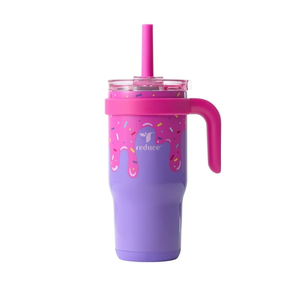 Reduce Coldee Kids Tumbler with Spill-Proof Straw & Handle. Insulated Stainless Steel 18 oz, Ice Cream