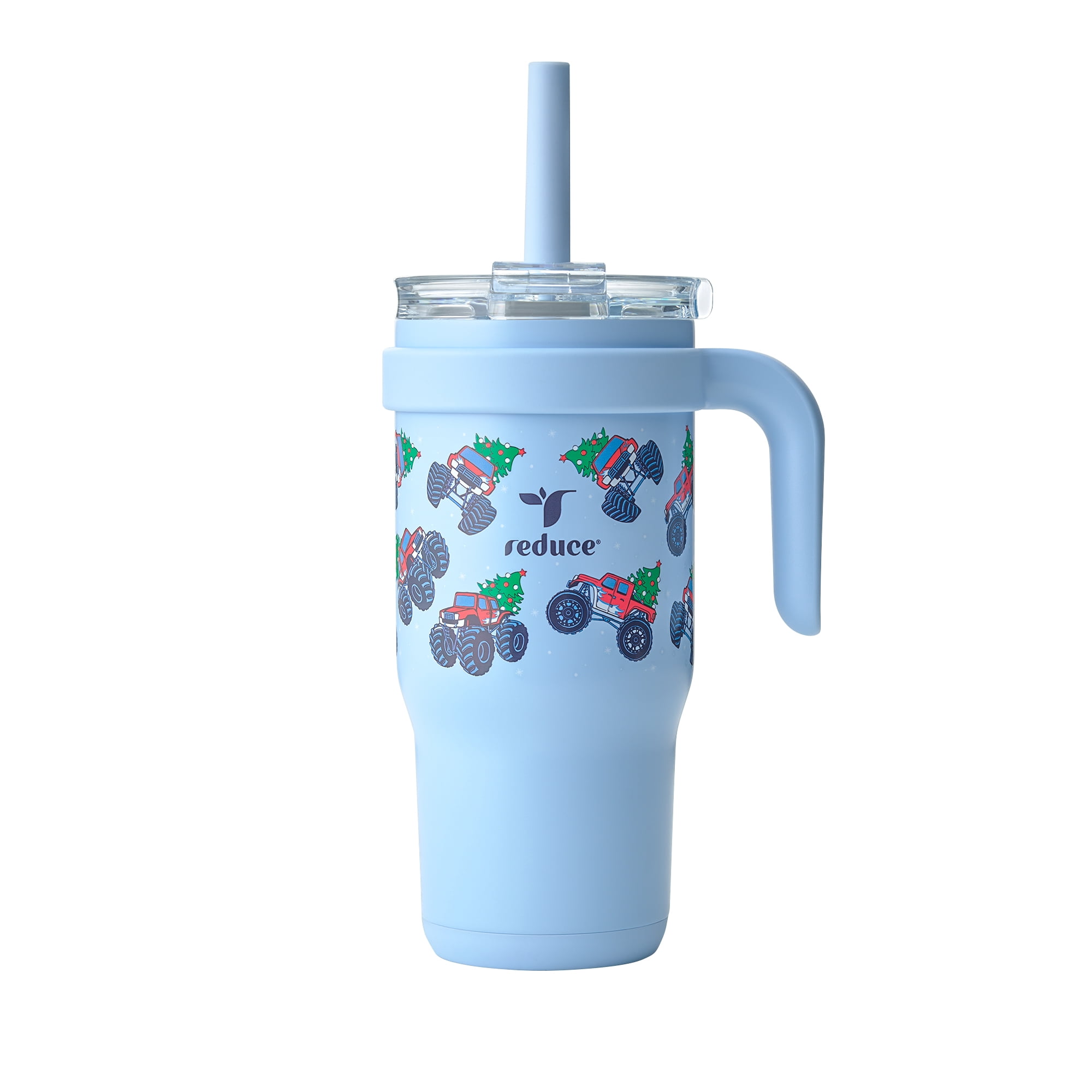 Reduce Coldee Kids Tumbler with Spill-Proof Straw & Handle. Insulated Stainless Steel 18 oz, Santa Jam