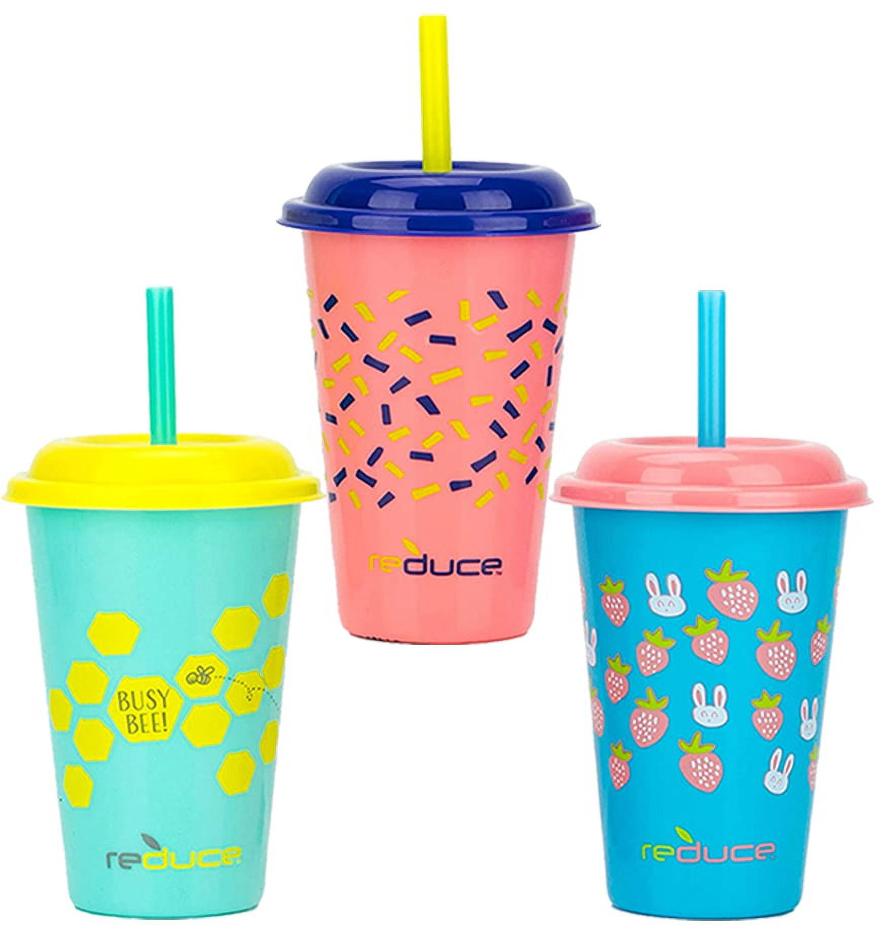 Reduce GoGo's, 3 Pack Tumbler Set – 12oz Kids Cups with Straws and Lids –  This Dishwasher Safe Toddler Cup is BPA Free – Mix and Match, 3 Fun Designs