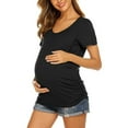 thumbnail image 1 of Reduce!Herrnalise Maternity Tops for Women Pregnant Breastfeeding Tops Solid Color Round Neck Short Sleeve Nursing Blouse Black, 1 of 4