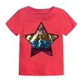 thumbnail image 1 of Reduce!Herrnalise Toddler Boys Girls Flip Sequin Top Baby Clothes Fashion Cotton Funny Discoloration Flip Star Sequins Pattern Top T-shirt Red, 1 of 1
