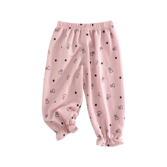 Reduce!Herrnalise Toddler Boys Rabbit Print Pants Cotton Linen Jogger Pants Baby Clothes Summer Casual Pants Strap Mosquito Proof Pants Pink - A