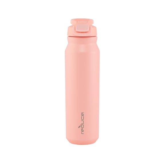 Reduce Hydrate Pro Water Bottle - Hidden Straw Flip Top Lid. Stainless Steel - 32 Ounce, Peachy Keen