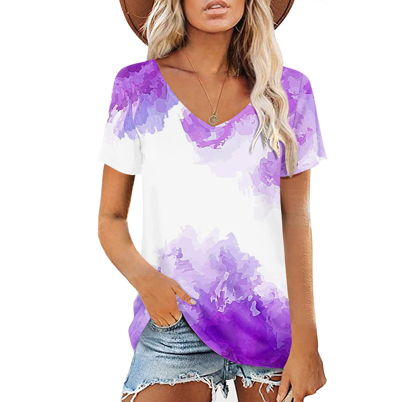 Light purple v neck t best sale shirt