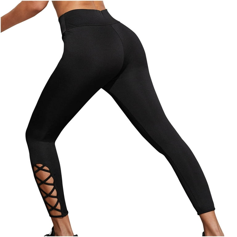 Reduce Price Hfyihgf Leggings Women Yoga Workout Pants Solid Color Soft  Comfy High Waist Butt Lifting Cutout Tights(Black,L)