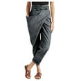 thumbnail image 1 of Reduce Price Hfyihgf Women's Casual Linen Pants Trendy Wrap Paper Bag Elastic Hight Waist Tapered Pants Trousers with Pockets(Gray,XXL), 1 of 6