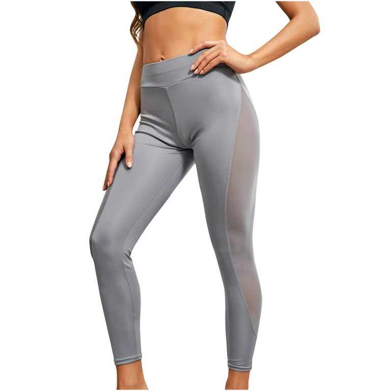 Reduce Price Hfyihgf Women's High Waist Skinny Yoga Pants Stretchy Sheer  Mesh Insert Workout Leggings Tummy Control Yoga Tights(Gray,XL)
