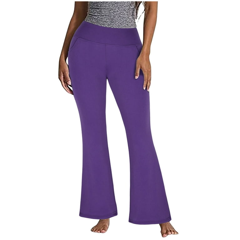 Reduce Price Hfyihgf Women's Yoga Dress Pants High Waist Tummy Control  Leggings Bootcut Work Slacks Stretch Office Casual Flare Pants(Purple,L)