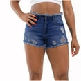 thumbnail image 1 of RYRJJ Denim Shorts for Women Women's Juniors Jean Shorts Frayed Raw Hem Ripped Jean Shorts Hot Shorts High Waisted Shorts(Dark Blue,S), 1 of 7