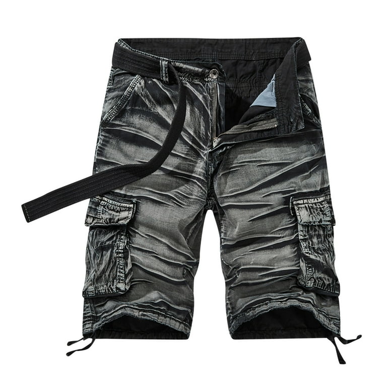 Reduce Price RYRJJ Men s Multi Pocket Outdoor Short Pants Fashion Print Cargo Shorts Lightweight Loose Casual Summer Work Shorts NO Belt Black 3XL Walmart