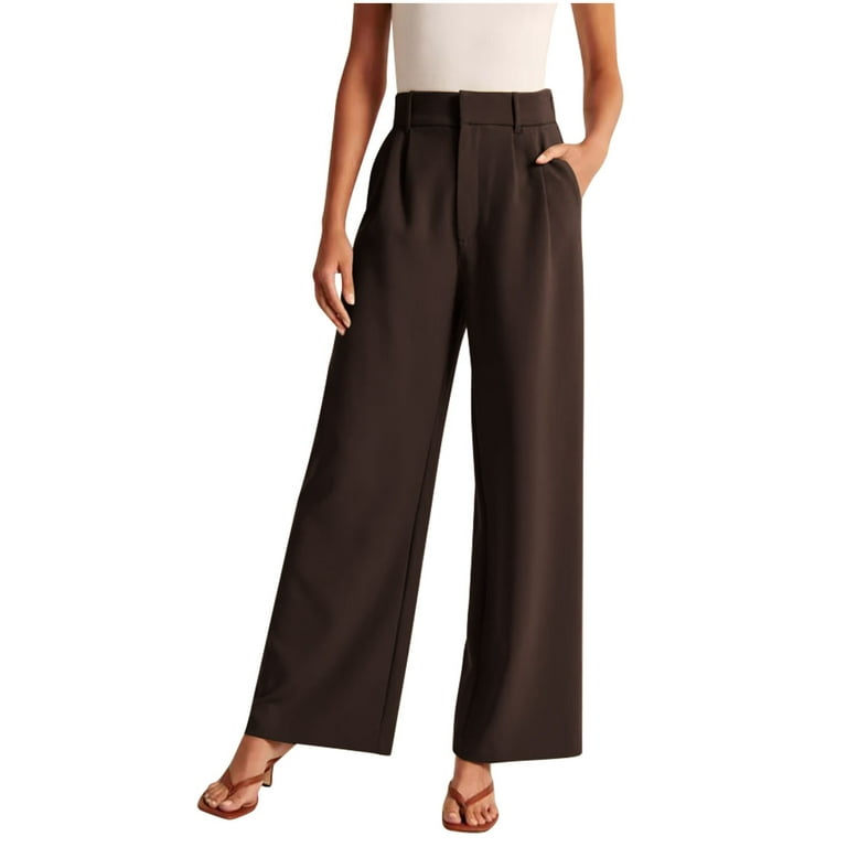 Reduce Price RYRJJ Wide Leg Pants for Women Work Business Casual High  Waisted Dress Pants Comfy Flowy Trousers Office(Brown,S)