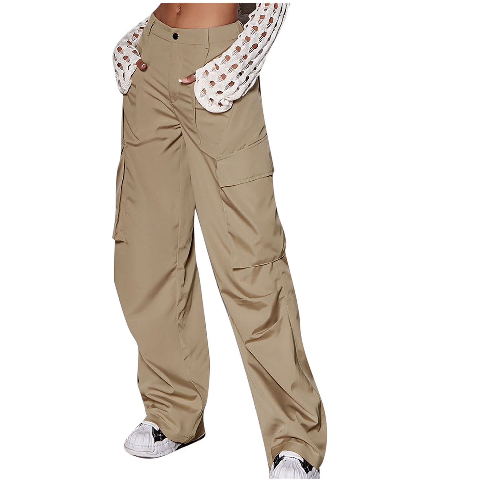 Reduce Price RYRJJ Womens Baggy Cargo Pants Y2K Streetwear Low Waist  Parachute Pants Teen Girls Wide Leg Trousers Trendy Clothes Hiking  Pants(Khaki,L)