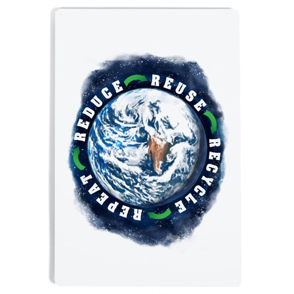 Reduce, Reuse, Recycle, Earth, Watercolor (12x18 Aluminum Art, Indoor ...