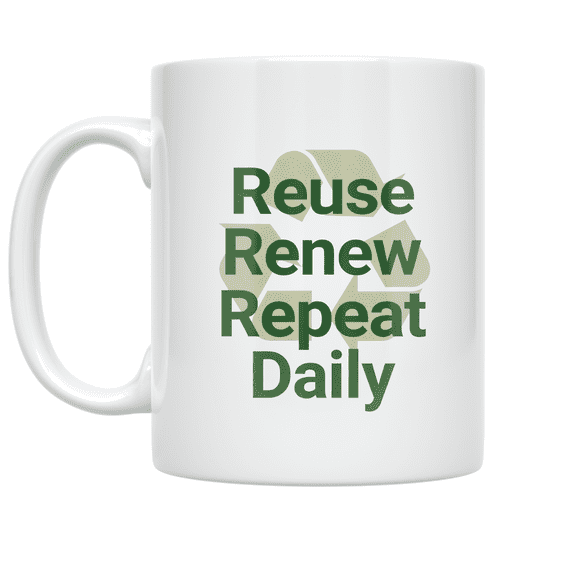Reduce Reuse Recycle Repeat Daily - Eco-Friendly Enthusiast - 11 oz Ceramic Coffee Mug