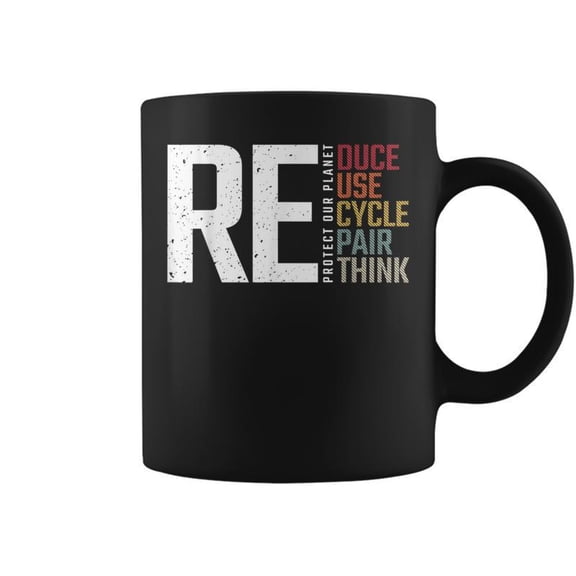 Reduce Reuse Recycle Rethink Repair Earth Day Environmental Coffee Mugs