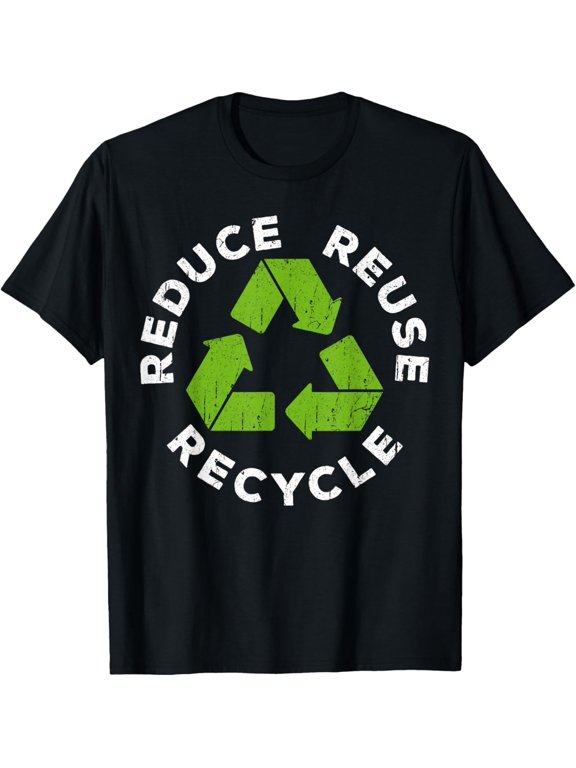 Reduce Reuse Recycle Shirt en Women Kids Earth Day 2026 T-Shirt- Classic Unisex 100% Cotton Crew Neck T-Shirt Regular Fit Breathable Casual Everyday Wear