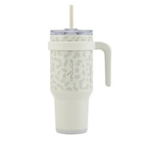 Reduce Slim Cold1 Tumbler - Straw, Lid & Handle. Insulated Stainless Steel 40oz, Snow Leopard