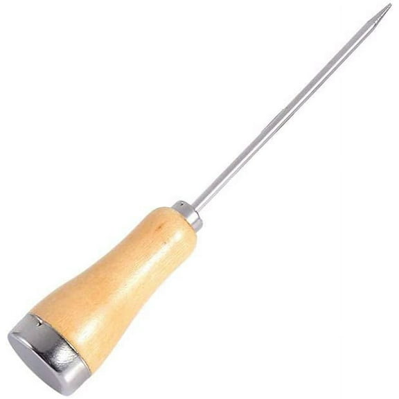 Reduce Slips Ice Pick Awl, Wooden Handle Secure Hold Stainless Steel Ice Pick Crusher, Durable for Bars Picnics