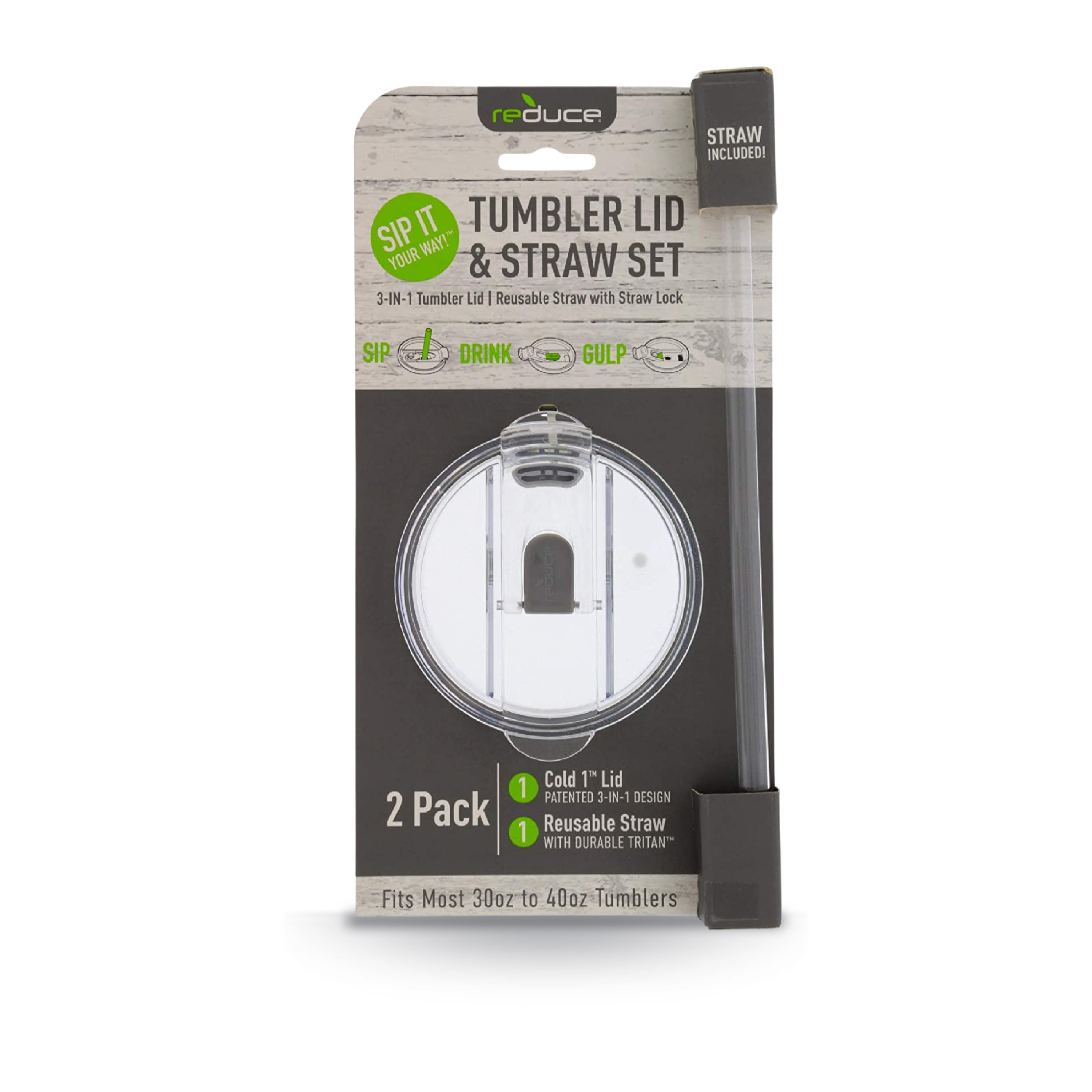 Reduce Tumbler Lid and Straw Set for 30 - 40 oz Tumblers / Mugs