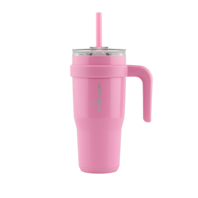 Reduce Vacuum Insulated Stainless Steel Cold1 24 fl oz. Tumbler Mug with 3  Way Lid, Straw, & Handle - Peony Opaque Gloss
