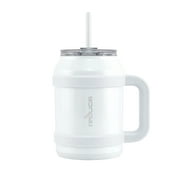 Reduce Vacuum Insulated Stainless Steel Cold1 Mug with Lid and Straw, White, 50 Fluid Ounces