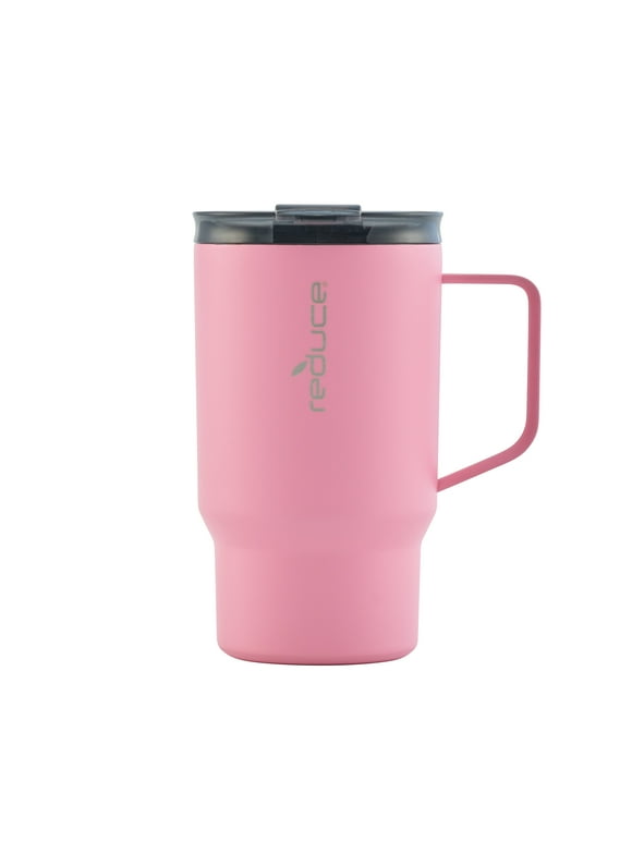 Reduce Vacuum Insulated Stainless Steel Hot1 Mug with Lid and Handle, Fierce Pink, 18 oz.
