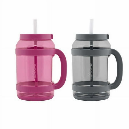 Reduce WaterDay, 80oz Capacity. Spill-Proof Silicone Straws. 2-pack MultiColor.