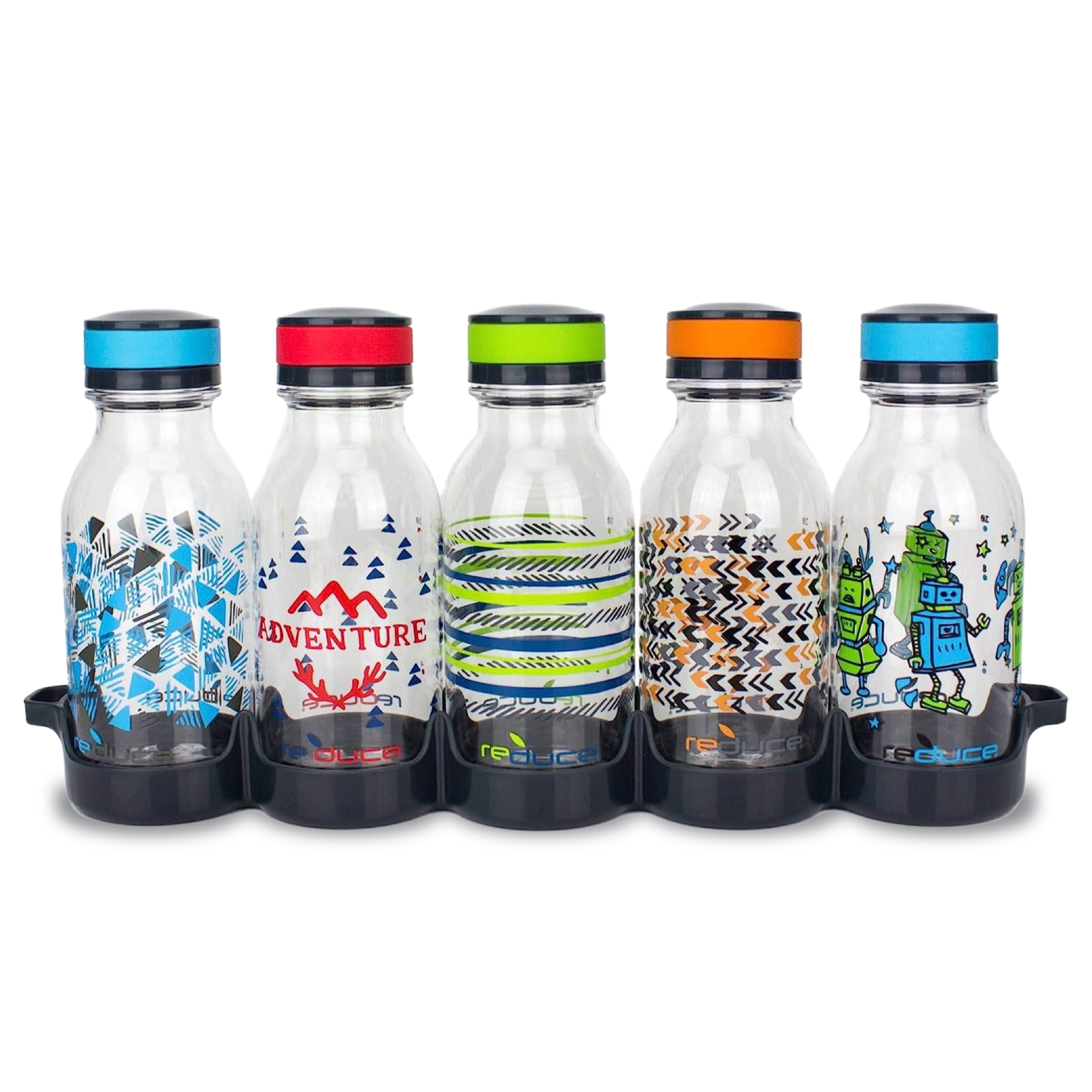 Reduce WaterWeek Refillable Kids Water Bottles, 14 oz - Includes 5