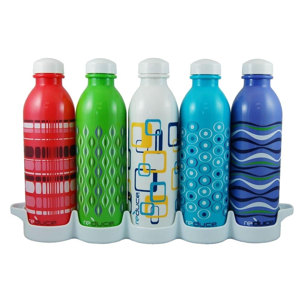Reduce WaterWeek Reusable Water Bottles, 16oz Classic Style – Includes 5  Refillable Water Bottles Plus Bonus Fridge Tray For Your Water Bottle Set –  BPA Free, Leak-Proof Cap 