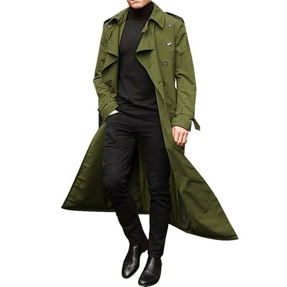 YODETEY Classic Trench Coat for Men’s Winter Fashion - Men's Winter Fashion Easy Solid Color Warm Lapel Coat Business Casual Coat